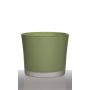 Vaso da piante in vetro ALENA FROST, verde erba opaco, 12,5cm, Ø14,5cm
