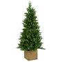 Abete finto OMAHA SPEED DELUXE, vaso di legno, LEDs, 135cm, Ø65cm