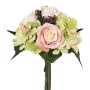 Bouquet di fiori artificiali con rose e ortensie DRUZA con frutti, rosa-champagne-verde, 30 cm