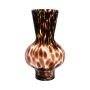 Vaso rotondo di vetro RUSSELL, motivo leopardato, marrone-trasparente, 30 cm, Ø18 cm