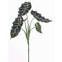 Alocasia sanderiana artificiale MATHEA su stelo, verde-bianco, 75cm