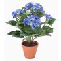 Fiore tessile d'ortensia LAIDA in vaso d'argilla, blu, 35cm