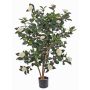 Camelia japonica artificiale SENTA, tronchi veri, fiori, crema, 135cm