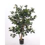 Camelia japonica artificiale SENTA, tronchi veri, fiori, crema, 135cm