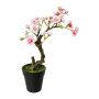 Albero artificiale bonsai di mandorlo OYOS in vaso decorativo, con fiori, rosa, 26 cm