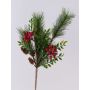 Ramo decorativo FREDEGONDA, pino, bacche di sorbo, pigne, rosso-verde, 65cm