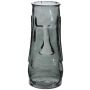 Vaso da fiori EURIDICE in vetro, testa di Moai, grigio-trasparente, 35cm, Ø15cm