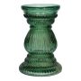 Vaso in vetro ELEONORE con scanalature, riciclato, verde-trasparente, 20 cm, Ø 12,5 cm
