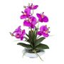 Composizione floreale artificiale orchidea Phalaenopsis HIKABU con salice contorto, vaso in ceramica, radici, lilla, 40 cm