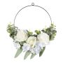 Anello floreale artificiale rosa, ortensia, eucalipto TREMO, bianco, Ø 50 cm