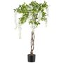 Albero artificiale glicine SINKE con fiori, tronco artificiale intrecciato, bianco, 115 cm