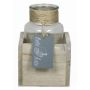 Vaso decorativo LORRIE in scatola di legno, vetro, trasparente, 9x9x13cm