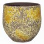 Fioriera in ceramica TSCHIL, rustico, colore sfumato, giallo ocra-marrone, 16cm, Ø17cm