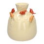 Bottiglia a forma di palloncino BIRDIE in ceramica, con uccelli 3D, beige-rosso-arancione, 16 cm, Ø14 cm