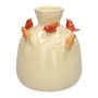 Bottiglia a forma di palloncino BIRDIE in ceramica, con uccelli 3D, beige-rosso-arancione, 19 cm, Ø 16,5 cm