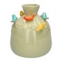 Bottiglia a forma di palloncino BIRDIE in ceramica, con uccelli 3D, verde-arancione-giallo-blu, 19 cm, Ø 16,5 cm