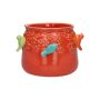 Coprivaso BIRDIE in ceramica, con uccelli 3D, rosso-blu-verde-arancione, 11 cm, Ø 13,5 cm