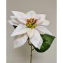 Poinsettia artificiale in velluto LIBASSE, bianco-rosa, 45 cm