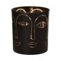 Supporto di vetro per lumini LEOLINE con facce, nero-oro, 8cm, Ø7cm