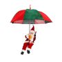 Babbo Natale SISSON da appendere con ombrello, LED, rosso-verde, 77cm, Ø70cm