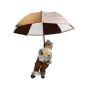 Babbo Natale SISSON da appendere con ombrello, LED, marrone-bianco, 60cm, Ø50cm