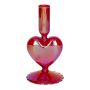 Portacandela in vetro ELIZZA a forma di cuore, con base, rosso iridescente, 8,5x8,5x16,5 cm