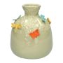Bottiglia a forma di palloncino KIMANA in ceramica, farfalle e libellule 3D, verde-giallo-blu-arancione, 16 cm, Ø 14 cm