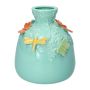 Bottiglia a palloncino KIMANA in ceramica, farfalle e libellule 3D, blu-giallo-verde-arancione, 16 cm, Ø 14 cm