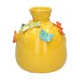 Bottiglia a palloncino KIMANA in ceramica, farfalle e libellule 3D, giallo-verde-blu-arancione, 19 cm, Ø 16,5 cm