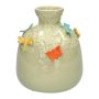 Bottiglia a palloncino KIMANA in ceramica, farfalle e libellule 3D, verde-giallo-arancione-blu, 19 cm, Ø 16,5 cm