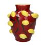 Vaso decorativo JULLA in dolomite, limoni 3D, rosso-giallo, 25,7 cm, Ø 22,5 cm