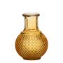 Vaso a bottiglia in vetro DONKA con motivo a rombi, giallo-trasparente, 11,5 cm, Ø 8,5 cm