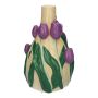 Vaso da fiori LIMEA in dolomite, tulipani 3D, beige-lilla-verde, 21,6 cm, Ø 13,3 cm