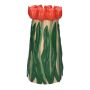 Vaso da fiori LIMEA in dolomite, tulipani 3D, beige-rosso-verde, 24,5 cm, Ø 12,5 cm