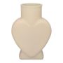 Vaso da fiori in vetro FILIPA a forma di cuore, con base, color sabbia opaco, 15,5x8x22 cm
