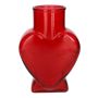 Vaso da fiori in vetro FILIPA a forma di cuore, con base, rosso trasparente, 15,5x8x22 cm