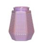 Vaso esagonale DEMETRIOS con motivo a quadri, vetro, rosa, 18cm, Ø13cm