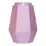 Vaso da fiori esagonale DEMETRIOS con motivo a quadri, vetro, rosa, 23cm, Ø14,5cm
