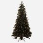 Albero di Natale artificiale ASKER SPEED con pigne, LED, luccichio dorato, nero, 210cm, Ø115cm
