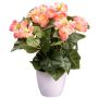 Fiore artificiale Begonia SYLINA, vaso decorativo bianco, rosa, 35 cm