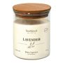 Candela profumata FERDINANDINE in vetro, miscela di cera di soia, lavanda, avorio, 10 cm, Ø 8 cm, 40 h - Made in Germany