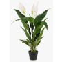 Pianta artificiale a foglia singola RANIESO, vaso decorativo, fiori, bianca, 90 cm