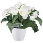 Fiore artificiale begonia TROVEN in vaso decorativo, bianco, 24 cm