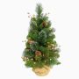 Albero di Natale artificiale WISCONSIN, sacco di iuta, decorato in oro, glitter, LED, 60cm, Ø35cm