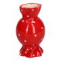 Vaso da fiori panciuto con stelo Bonbon AMIEL in ceramica, con pois, rosso-bianco, 15 cm, Ø 8,5 cm