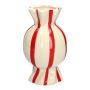 Vaso per fiori con stelo Bonbon AMIEL in ceramica, con strisce longitudinali, rosso-bianco, 24,7 cm, Ø 14 cm