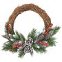 Corona di abete artificiale MARLIES, verde, innevato, frutti, Ø40cm