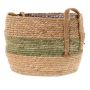 Cesto fioriera UPALI, legato in erba di mare, 2 manici, beige-verde, 26cm, Ø33cm