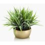 Cannuccia di palude artificiale NIBORI in vaso di ceramica dorato, verde, 35cm