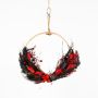 Corona di fiori secchi GALENO su anello, rosso-nero, 36,5cm, Ø30cm